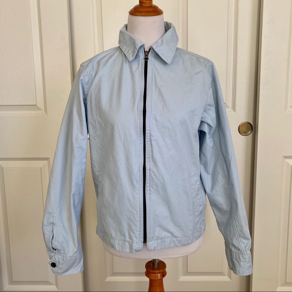 Gap Baby Blue Lightweight Cotton Full Zip Harrington Jacket Spring Womens Sz XS